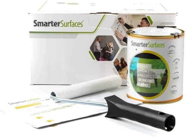SmarterSurfaces Ultra Short Throw Projector Screen Paint White (270ft²) Short Throw Projector Paint for Perfect Ultra HD 4K Clarity | Designed for Interior Use (Gain Value 1.21/ Viewing Angle 140°)
