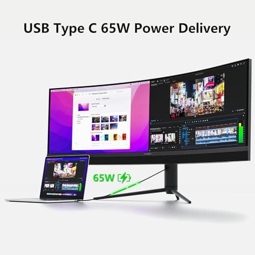 INNOCN 45C1R 45 Inch 5120 x 1440p Ultrawide Curved Gaming Monitor, R1500, HDR400, USB Type-C Power Delivery, PIP/PBP, Built-in Speaker, Height Adjustable, Black