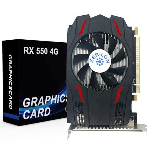 AMD Radeon RX 550 Graphics Card, 4GB GDDR5 128 Bit 1183MHz DP HDMI DVI-Output GPU, PCIE 3.0 Computer Gpu Support Up to 4K Video Card for Office and PC Gaming