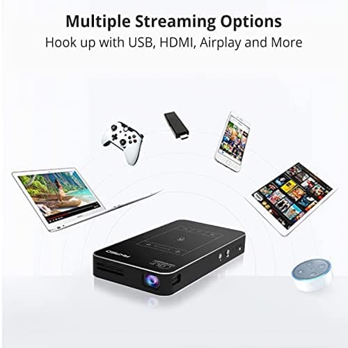 AKASO WT50 Mini Projector with WiFi and Bluetooth, 1080P DLP Portable Movie Projector Home and Outdoor, Built-in Battery & Android System, Cookie Projector for iPhone and Phone
