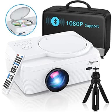 Full HD Bluetooth Projector Built in DVD Player, 12000LM 1080P Supported, Portable Mini DVD Projector for Outdoor Movies, 250" Home Theater, Compatible with iOS/Android/TV Stick/PS4/HDMI/USB/TF Card