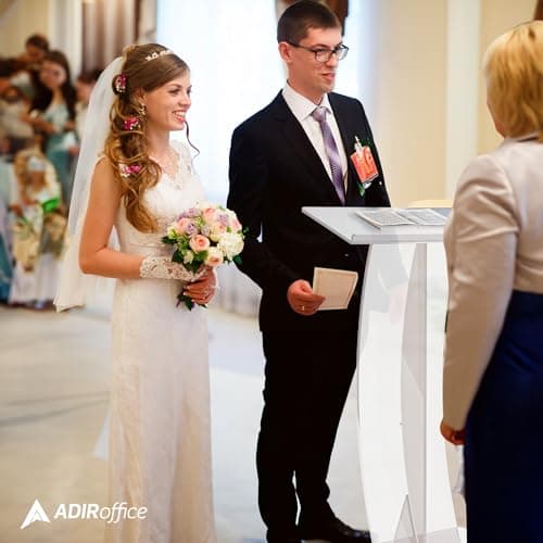 AdirOffice Clear Acrylic Podium, Ideal for use as Pulpits for Churches, Podium Stand for Wedding, or as Acrylic Lectern
