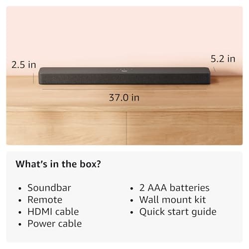 Amazon Fire TV Soundbar Plus (newest model) with built-in subwoofer, 3.1 channel, Dolby Atmos, clear dialogue