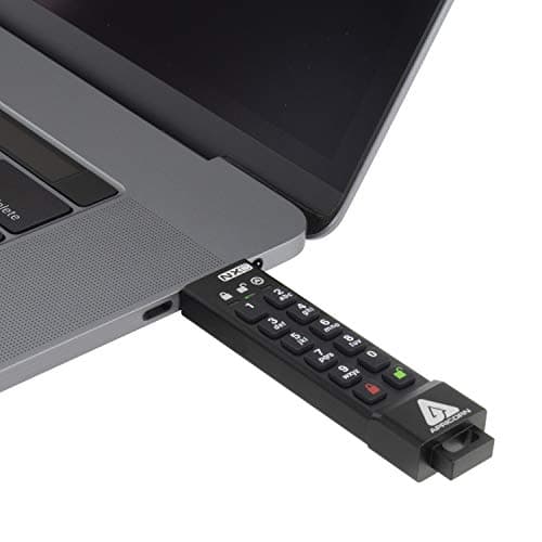 Apricorn 128GB Aegis Secure Key 3 NXC 256-Bit Hardware-Encrypted USB 3.2 Type C Flash Drive, FIPS 140-3 Level 3 Validated (ASK3-NXC-128GB), Black