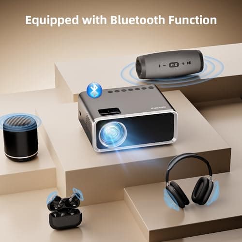 FUDONI Projector with WiFi and Bluetooth 4K Supported, Upgraded Outdoor Movie Projector Native 1080P 12000L,Portable Video Projector for Home Theater,Compatible w/HDMI/USB/iOS/Android/Windows/TV Stick