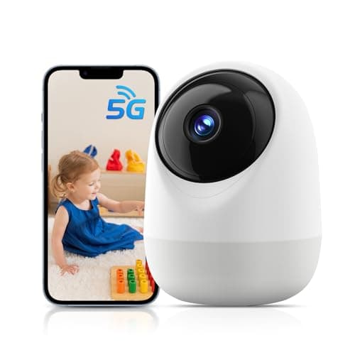 5&2.4Ghz Indoor Security Camera, 360° 3MP WiFi Cameras for Home Security, Home Security Camera, Baby/Pet Camera with Phone App, Motion/Sound Detection, Auto Tracking, 2-Way Audio, TF/Cloud Storage