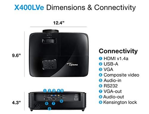 Optoma X400LVe XGA Professional Projector | Presentations in Classrooms & Meeting Rooms | Up to 15,000 Hour Lamp Life | Speaker Built In