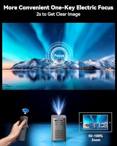 [One-Button Focus] Mini Projector with 5G WiFi and Bluetooth, 4K Outdoor Smart Projector with Carry Bag, Portable Movie Projector with Zoom, Home Theater Projector for Phone/TV Stick/PC