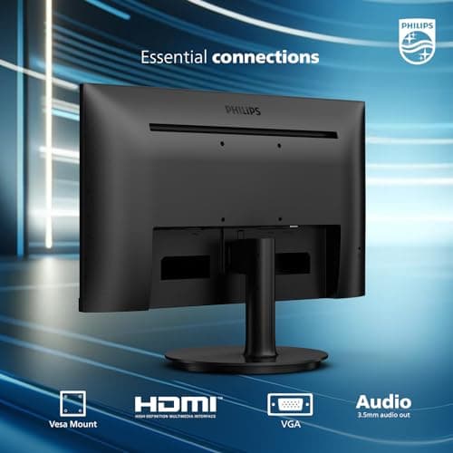 Philips 221V8LB 22 inch Class Thin Full HD (1920 x 1080) Monitor, 100Hz Refresh Rate, VESA, HDMI x1, VGA x1, LowBlue Mode, Adaptive Sync, 4 Year Advance Replacement Warranty