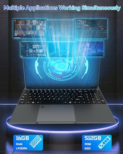 15.6 inch Laptop Computer,16GB RAM LPDDR4 512GB SDD Portable Laptop Computer Cerelon N5095 Processor FHD 1920 * 1080 Laptop PC with Touch ID, WiFi5, BT4.2, USB 3.0