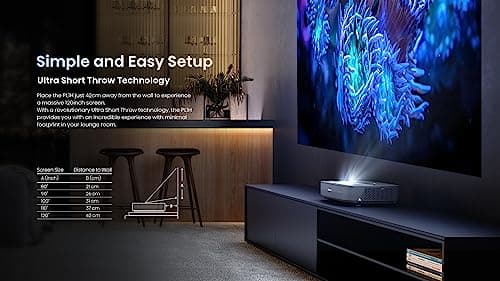 Hisense PL1 Ultra Short Throw Home Theater Smart Projector, 80"-120", 4K UHD, Dolby Vision & Atmos, HDR10, Google TV, Netflix, 2200 ANSI Lumens (Renewed)