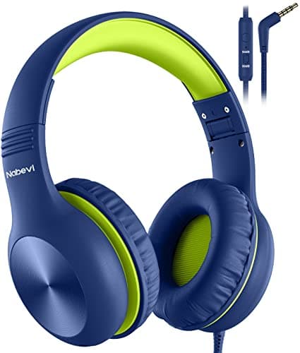 Headphones for Kids for School, Kids Headphones with Microphone, Sharing Function, 85dB/94dB Safe Volume Limit, HD Sound, Over Ear Kid Headphone for School, On-line Study, Travel, DarkGreen