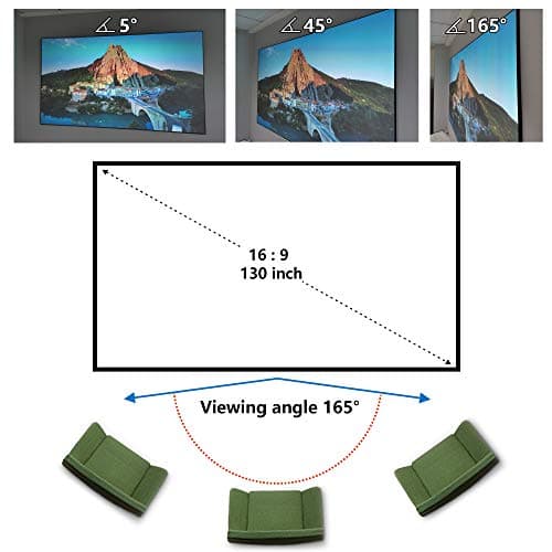 Projector Screen Material Fabric 69x118 inch for Max 130 inch 16:9 Projection Screen DIY, Black Backing 4K Ultra HD Front Projection EVA Polymer Material (White)