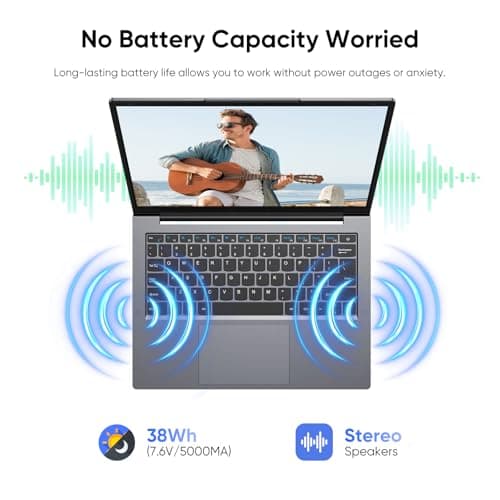 14.1" Laptop 16GB RAM 512GB SSD, QHD (2160x1440) Display, Intel Core m3 8100Y (Beat Intel i3-5005u), Windows 11 Pro Notebook Computer with HDMI, Type C, Long Battery Life, MS Office 2024 - Gray