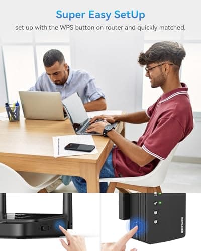 WiFi Extender Signal Booster, 12880 Sq.Ft Range, 105 Device Compatibility, Dual Band 5GHz/2.4GHz, 1200Mbps, WiFi Extender for Expanded Coverage