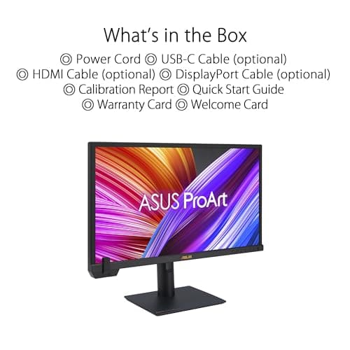 ASUS ProArt Display 24” 4K 12G-SDI HLG Professional Monitor (PA24US) - IPS, UHD (3840 x 2160), 99% Adobe RGB, 95% DCI-P3, ΔE < 1, USB-C, Built-in Motorized Colorimeter, Calman Ready, 3 Year Warranty