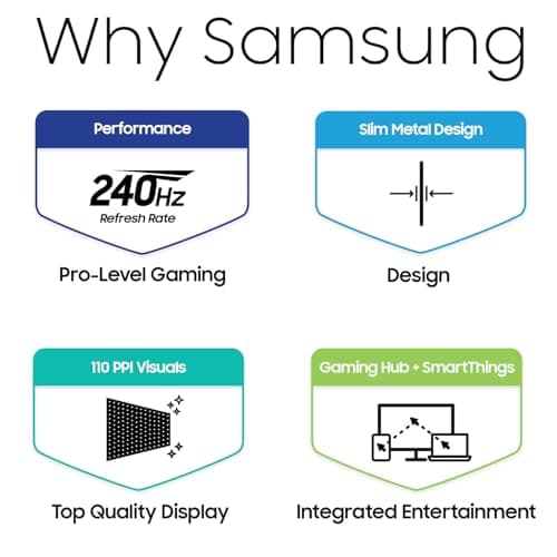 Samsung 49-Inch Odyssey G9 (G95SD) Series QD-OLED G-Sync Compatible Curved Gaming Monitor, 240Hz, 0.03ms, Dual QHD, Glare Free, FreeSync Premium Pro, Ergonomic Stand,LS49DG956SNXGO,2024, 3 Yr Warranty