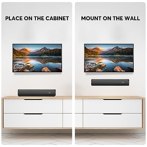 Wohome 2.1ch Small Sound Bars for TV with 6 Levels Voice Enhancement, Built-in Subwoofer, 16 Inches Bluetooth 5.3 Soundbar Speakers with Optical/AUX/USB Connection, S100