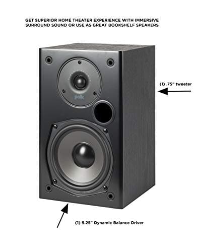 Polk Audio 5.1 Channel Home Theater System with Powered Subwoofer |Two (2) T15 Bookshelf, One (1) T30 Center Channel, Two (2) T50 Tower Speakers, PSW10 Sub | Alexa + HEOS