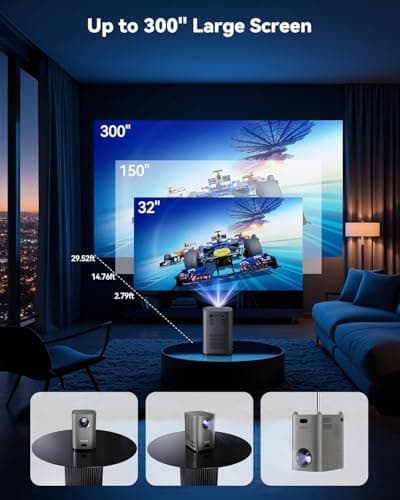 [One-Button Focus] Mini Projector with 5G WiFi and Bluetooth, 4K Outdoor Smart Projector with Carry Bag, Portable Movie Projector with Zoom, Home Theater Projector for Phone/TV Stick/PC