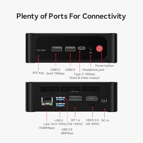 Beelink SER5 MAX Mini PC,AMD Ryzen 7 6800U(8C/16T,up to 4.7 GHz),Mini Computer 32GB LPDDR5 RAM 1TB SSD Graphics 12 core 2200 MHz,Support 4K Triple Display/HDMI+DP+Type-C/Wifi6/BT5.2/1000M LAN/USB3.2