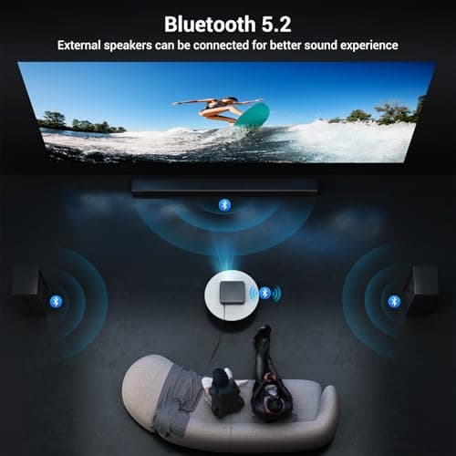 [1500 ANSI/Auto Focus] 4K Home Theater Projector with WiFi 6 and Bluetooth 5.2, HAPPRUN 300'' Movie Projector for Indoor/Outdoor, Smart Proyector Compatible with Phone/TV Stick/PC/PS5