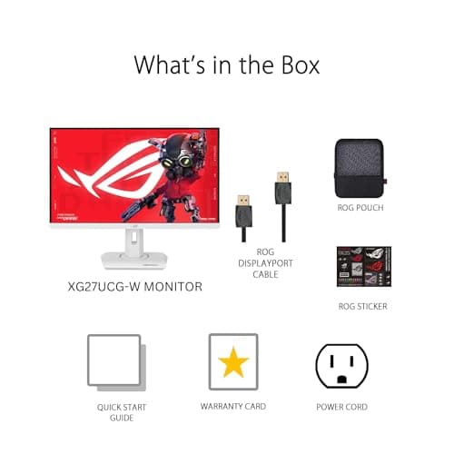 ASUS ROG Strix 27” 4K HDR USB-C Gaming Monitor (XG27UCG-W) – White, UHD (3840x2160) Dual Mode (4K 160Hz or FHD 320Hz), 1ms, Fast IPS, ELMB Sync, G-SYNC Compatible, AI Gaming, 3yr Warranty