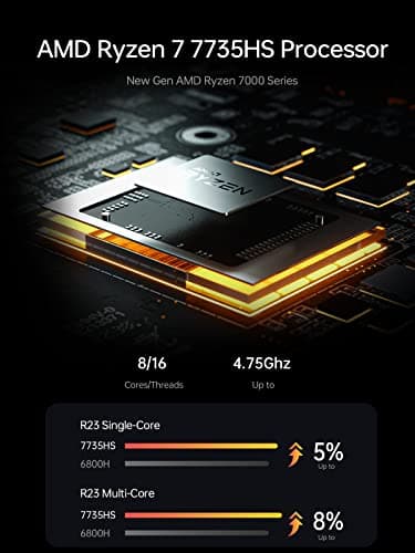MINISFORUM Venus Series UM773 Lite Mini PC AMD Ryzen 7 7735HS Desktop Computer, DDR5-4800 32GB 1TB PCIe4.0 SSD, 2.5Gbps LAN, 2X4K HDMI, 1X8K USB4 Output, Radeon 680M Graphics Micro PC