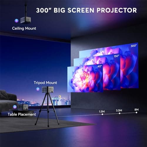 [2s Focus with Remote] PANSEBA 4K Projector, Native 1080P Bluetooth Projector, Portable Outdoor Movie Projector, Mini Projector for Home Theater, Compatible with Smartphone,HDMI,USB,TV Stick