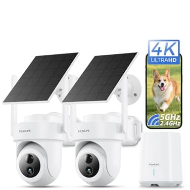 4K Security Cameras Wireless Outdoor, 2 Cam-Kit, 5G/2.4G WiFi Home Security Cameras System, 64GB Local Storage/No Subscription/Motion Tracking/Color Night Vision/360° View/IP66, Easy Setup