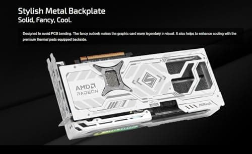 ASRock AMD Radeon RX 9070 XT Steel Legend 16GB White GPU 20Gbps GDDR6 256Bit (3rd Gen RT 2nd Gen AI Accelerators) PCIe5.0 800W 2x8-pin Triple Fan DP2.1a HDMI2.1b Graphics Card 2.9 Slot