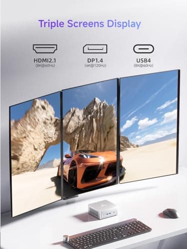 MINISFORUM UM870 Slim Mini PC AMD Ryzen 7 8745H(8C/16T), Mini Desktop Computer 32GB DDR5 RAM 1TB SSD, USB4/HDMI/DP 8K@60Hz Output, 2.5G LAN Port, 4xUSB Ports, WiFi 6E, BT5.3, AMD Radeon 780M Graphics