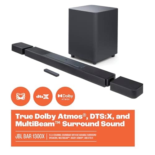 JBL Bar 1300X: 11.1.4-Channel soundbar with Detachable Surround Speakers, MultiBeam™, Dolby Atmos® and DTS:X®, Black