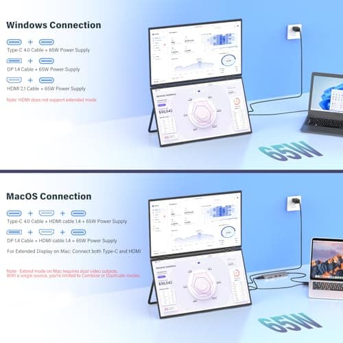 InnoView 23.8" Dual Mnonitor 4K UHD 100% sRGB Dual Screen Monitor 315°Adjustable Foldable Monitor for Laptop MacBook Windows with DP Type-C HDMI (No Driver Needed)