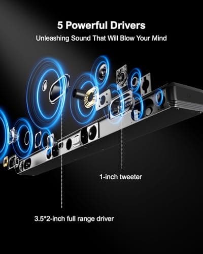 ULTIMEA 5.0ch Sound Bar for Smart TV, PC Soundbar with RGB Light, Detachable Soundbar for TV with App Control, 120W Peak Power, Bluetooth 5.3 TV Sound Bar, HDMI-ARC/Opt/AUX, Wall Mount, Apollo S70