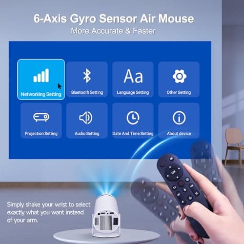 HY300PRO Mini Projector with WiFi and Bluetooth, 4K Support Smart Portable Projector Auto Keystone , Air Mouse Remote, Voice Control, 180 Degree Rotation, Home Video Proyector Android 11