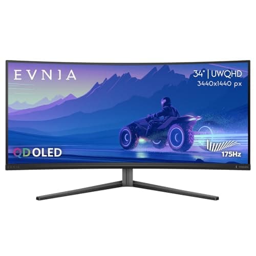 Philips Evnia 34M2C6500 QD OLED Curved Gaming Monitor, WQHD 3440 x 1440, 175Hz, USB-C Hub, Height Adjustable, 4-Year Advance Replacement, Gaming Console Compatible