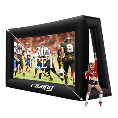 30FT Inflatable Projector Movie Screen for Outdoor, One-Piece Design Front/Rear Projection Mega Theater Outdoor Portable Blow Up Projector Screen with Air Blower for Family Movie Nights