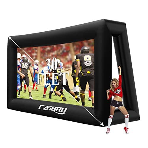 30FT Inflatable Projector Movie Screen for Outdoor, One-Piece Design Front/Rear Projection Mega Theater Outdoor Portable Blow Up Projector Screen with Air Blower for Family Movie Nights