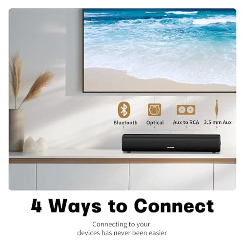 Sound Bars for TV 16-inch, Cinematic Soundbar for TV with Impactful Bass, Dynamic Lights and Remote Control, Wall Mountable, Bluetooth TV Sound Bar Speakers with Bluetooth/Optical/AUX Connection