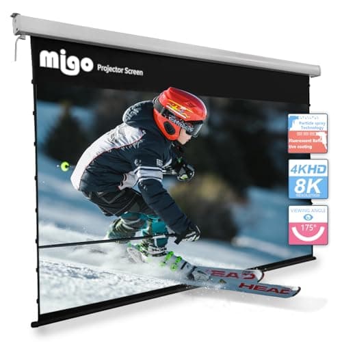 150 Inch Pull Down Projector Screen, Grey Crystal 2.0 Gain Partial Ambient Light 4K HD Tab-Tensioned Projector Screen Wall Mount Ceiling Mount for Short Throw Projector Movie Home Theater Cinema