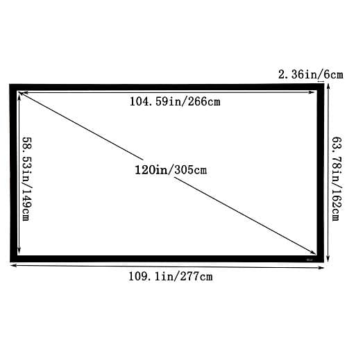 100in /120in Fixed Frame Projector Screen, Diagonal 16:9, Active 3D 4K Ultra HD Projector Screen for Home Theater or Office (16:9, 120")
