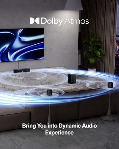 ULTIMEA 5.1ch Sound Bar with Dolby Atmos, Surround Sound System for TV, App Control, Home Theater Sound System, TV Soundbar with Subwoofer, 2 Surround Speakers, HDMI eARC/Opt/AUX/BT, Aura A50 Pro