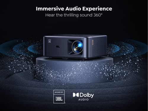 Projector 4K with Google TV, YABER K2s 1000 ANSI WiFi 6 Bluetooth Projector, Sound by JBL, Dolby Audio, Auto Focus & Keystone,Native 1080P 4K Supported Outdoor Movie Projector with Netflix 7000+ Apps