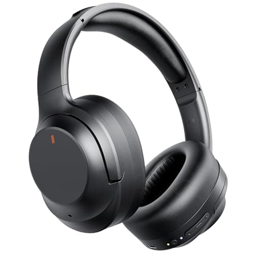 Active Noise Cancelling Headphones, Upgraded Wireless Bluetooth Headphones Over Ear with ENC Mic, HiFi Stereo Deep Bass, Noise Canceling Headphones Lightweight, BT 5.4, for Travel/Office/Home, Black