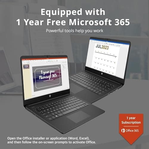 HP New 14" HD Ultra Light Thin Laptop, Quad-Core Intel Celeron Processor, 4GB RAM, 128GB (64GB eMMC+ 64GB Card), Wi-Fi, Upto 11 Hours, Windows 11 S + 1 Year Office 365+HubxcelAccessory, Black