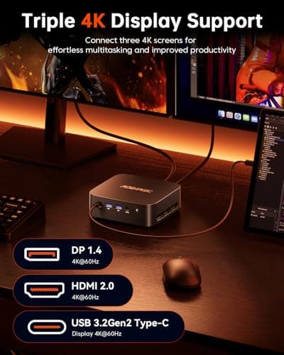 ACEMAGICIAN Kron Mini K1 Mini PC, Ryzen 7 5700U, 32GB DDR4 1TB NVMe SSD Mini Computers, Small Light Gaming PC 4K@60Hz Triple Display, Mini Desktop WiFi6 | Bluetooth 5.2 | Dual Channel | Auto Power On