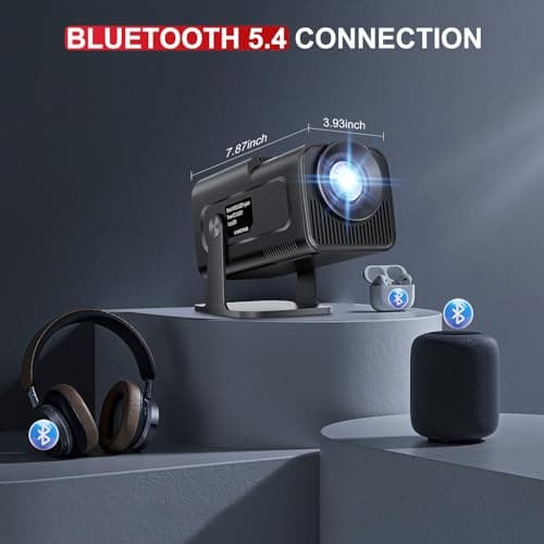 [ 2025 Netflix Licensed ] 4K Projector with Wifi Bluetooth, Android 13 Smart Projector w Built-in Netflix/YouTube/PrimeVideo/D+, Auto Keystone, 1080P Native Mini Portable Projector for Outdoor Movies