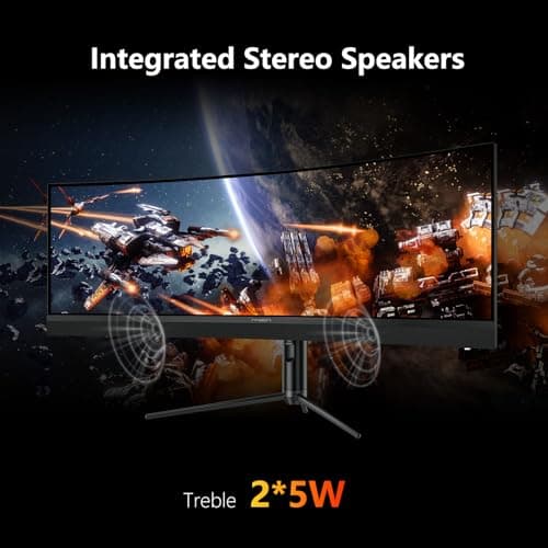INNOCN 45C1R 45 Inch 5120 x 1440p Ultrawide Curved Gaming Monitor, R1500, HDR400, USB Type-C Power Delivery, PIP/PBP, Built-in Speaker, Height Adjustable, Black