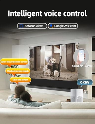 Fresnel Motorized Floor Rising Projector Screen for Long/Standard Shrow Projector,Ambient Light Rejecting Movie Screen for Home Theater,Projector Screen Motorized 4K/8K Ultra HD, Active 3D
